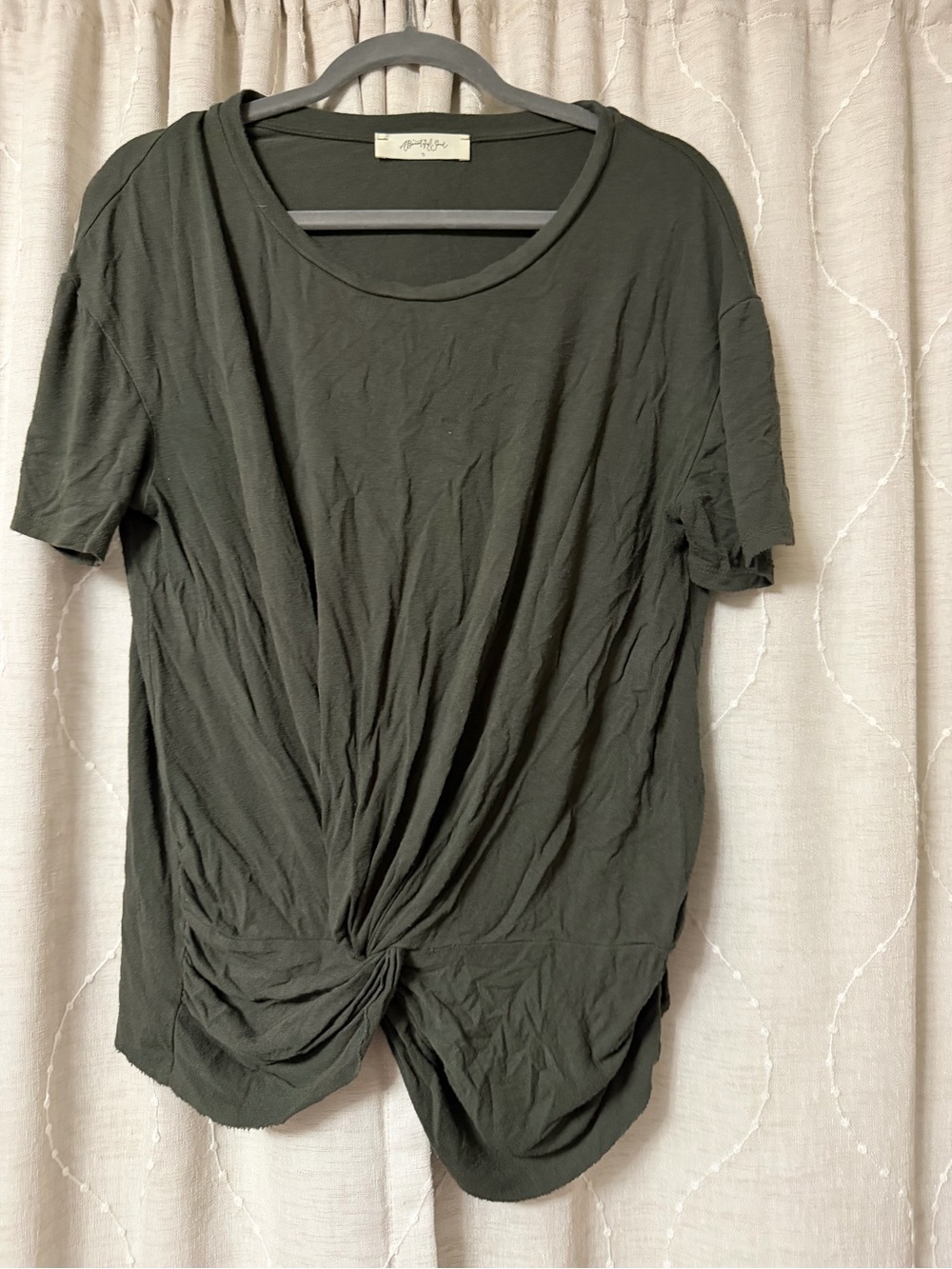 Olive Tie-Front Short Sleeve Top